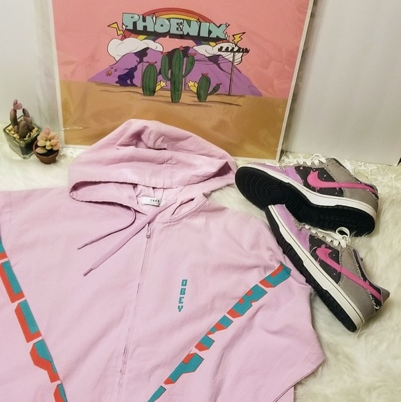 OBEY Worldwide Pink Lightweight Hoodie Jacket - Picture 8 of 8